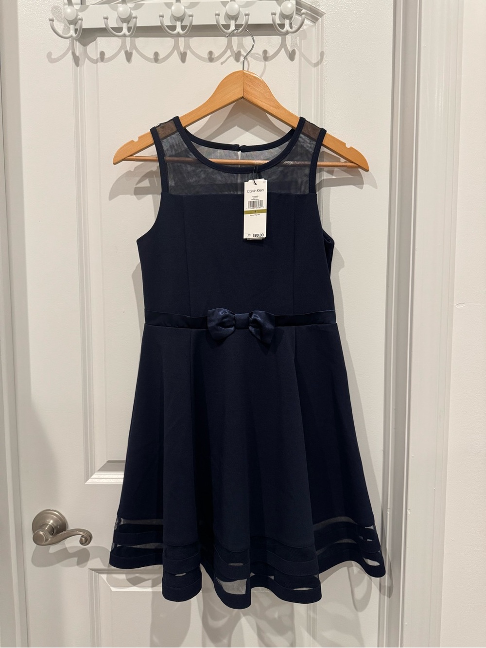 Calvin Klein Navy Sleeveless Dress with Bow